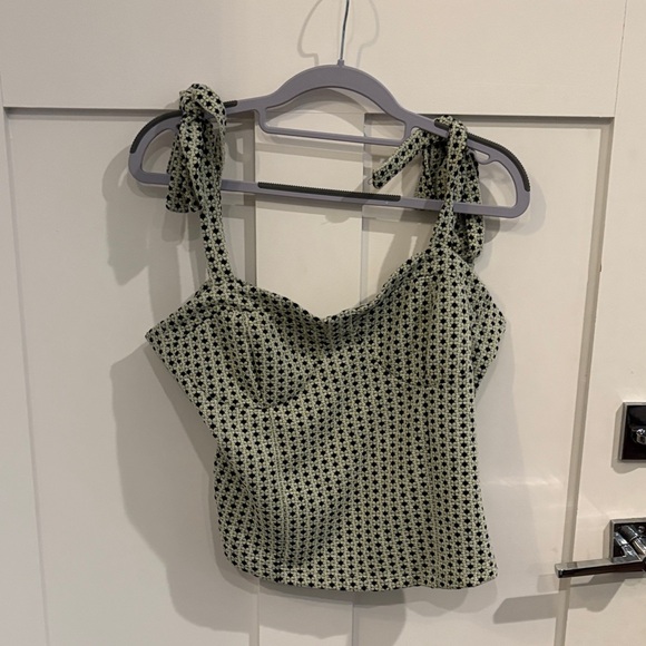 Free People Tops - Free People Green and Black Patterned Tank Top